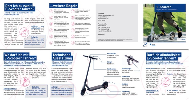 Flyer zur Nutzung von E-Scootern