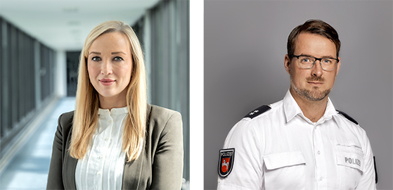 Portraits der Pressesprecher Frau Rudnik und Herr Jansen